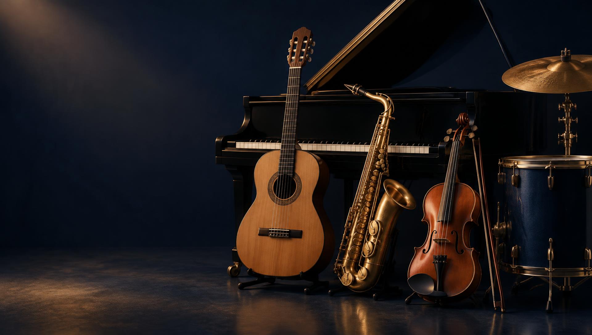 JMI piano, guitar, saxophone, violin and drums